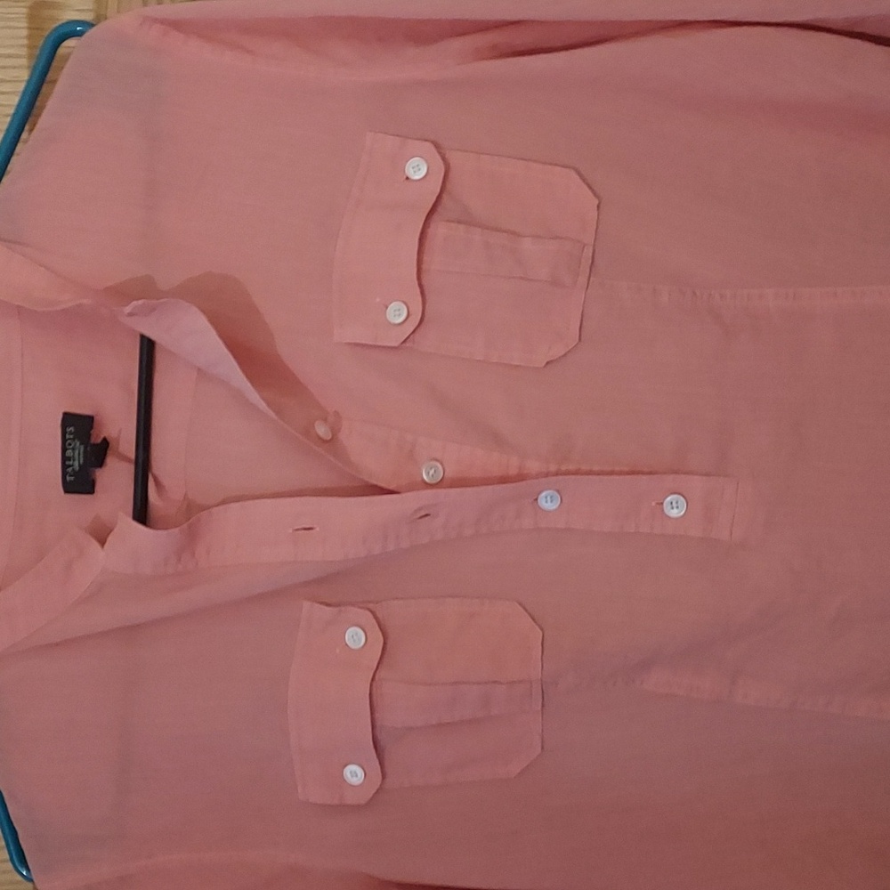 Talbots Petite Salmon/pink blouse